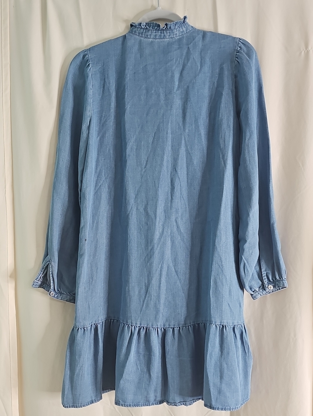 Loft Light Blue Long-Sleeve Ruffle Hem Dress - Picture 5 of 7